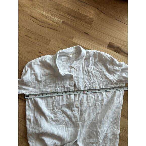 NWT Womens White Gauze Button-Up Shirt 2X 100% Cotton Lightweight Collared Top - Picture 7 of 10